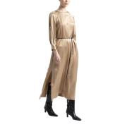 Viscose satijnen lange jurk Peserico , Brown , Dames