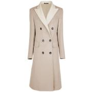 Beige Virgin Wool Jacket & Coat Made in Italia , Beige , Dames