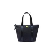 Jeanne Nylon Handtas met Rits Lacoste , Black , Dames