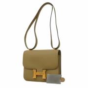 Pre-owned Leather handbags Hermès Vintage , Beige , Dames