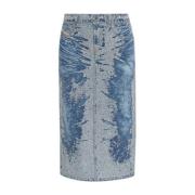 Denim Rok Indigo Blauw Klassieke Stijl Diesel , Blue , Dames