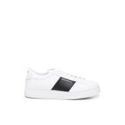 Witte Leren Sneakers met Gestreept Detail Emporio Armani , White , Her...