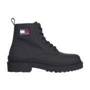 Zwarte Veterschoenen voor Mannen Tommy Jeans , Black , Heren