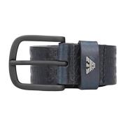 Logo Leren Riem Emporio Armani , Blue , Heren