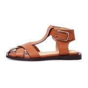 Enkelband platte zool sandalen - Bruin Cesare Gaspari , Brown , Dames