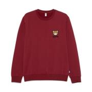 Bordeaux Rode Trui met Logodetails Moschino , Red , Heren