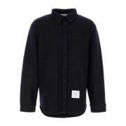 Oversized Midnight Blue Katoenblend Shirt Thom Browne , Blue , Heren