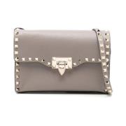 Grijze Pebbled Leren Crossbody Tas Valentino Garavani , Gray , Dames