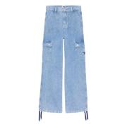 Stijlvolle Wide Leg Jeans voor Vrouwen Tommy Jeans , Blue , Dames