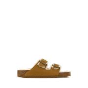 Suede Arizona Slippers Birkenstock , Brown , Heren