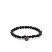 Skull Beaded Armband Zwart Zilver Alexander McQueen , Black , Heren