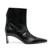 Zwarte leren enkellaarzen Khaite , Black , Dames