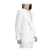 Single-breasted blazer in vloeiende cady crêpe Peserico , White , Dame...