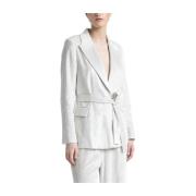 Vloeibare ribfluwelen single-breasted blazer Peserico , White , Dames