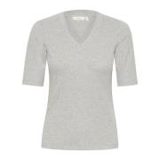 Graniet Melange V-Hals T-Shirt InWear , Gray , Dames