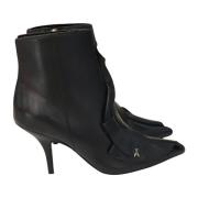 Zwarte leren enkellaarzen Patrizia Pepe , Black , Dames