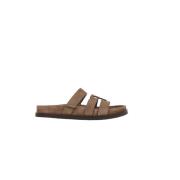 Bruine Suède Slide Sandalen Tory Burch , Brown , Dames