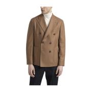 Wollen en kasjmier double-breasted blazer Peserico , Brown , Heren