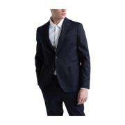 Katoen, tencel en wol single-breasted blazer Peserico , Blue , Heren