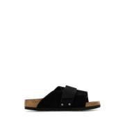 Zwarte suède Kyoto pantoffels Birkenstock , Black , Dames