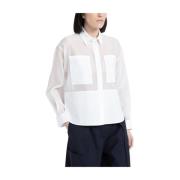 Ondoorzichtige katoen-zijden organza shirt Peserico , White , Dames