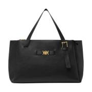 Gestructureerde Leren Zwarte Tote Tas Versace , Black , Heren