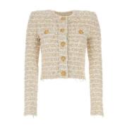 Stijlvolle Tweed Blazer Balmain , Beige , Dames