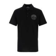 Zwarte Piquet Polo Shirt Versace , Black , Heren