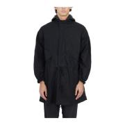 Canvas Parka met Leren Capuchon Giorgio Brato , Black , Heren