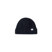 Geribbelde Re-Wool Beanie in Zwart C.p. Company , Blue , Unisex