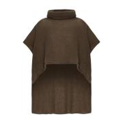 Donkerbruine mouwloze rolkraag poncho American Dreams , Brown , Dames