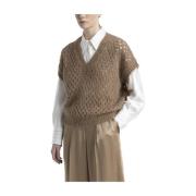 Alpaca en mohair gilet Peserico , Brown , Dames