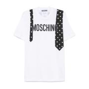 T-shirt met Grafische Print en Ronde Hals Moschino , White , Heren