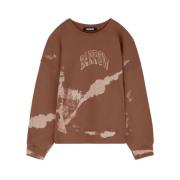 Katoenen Crewneck Sweatshirt met Paint Effect Barrow , Brown , Heren