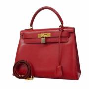 Pre-owned Leather handbags Hermès Vintage , Red , Dames