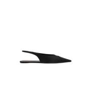 Babylone Satin Slingback Flats Saint Laurent , Black , Dames