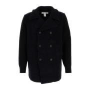 Midnight Blue Wool Blend Coat Comme des Garçons , Blue , Heren