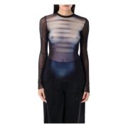 Mesh Top Le Heren Modieuze Shirt Jean Paul Gaultier , Blue , Dames