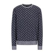 Chevron Gebreide Trui Fw24 Collectie Emporio Armani , Blue , Heren