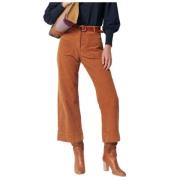 Crop en wijde pijpen katoenen fluwelen broek Sessun , Orange , Dames