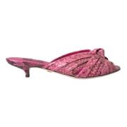 Exotische Leren Kitten Heels Sandalen Dolce & Gabbana , Pink , Dames