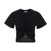 Klassiek Zwart Katoenen T-shirt Paco Rabanne , Black , Dames