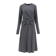 Wollen Midi Jurk met Strik Detail Maison Margiela , Gray , Dames