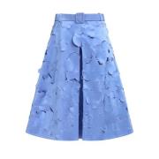 Geplooide Midi Rok met Riem Marni , Blue , Dames