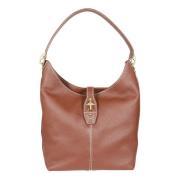 Bruine Gehamerde Leren Hobo Tas Fay , Brown , Dames