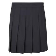 Blauwe Geplooide Wollen Mini Rok Max Mara Studio , Blue , Dames