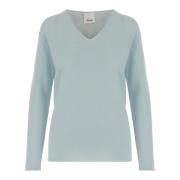 Kasjmier V-Hals Trui Lichtblauw Allude , Blue , Dames