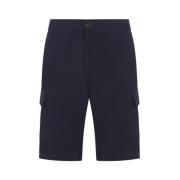 Blauwe Cargo Shorts Jersey Katoen Brunello Cucinelli , Blue , Heren