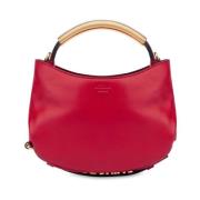 Rode leren schoudertas met magnetische sluiting Moschino , Red , Dames