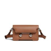 Studded Leren Crossbody Tas Marni , Brown , Dames